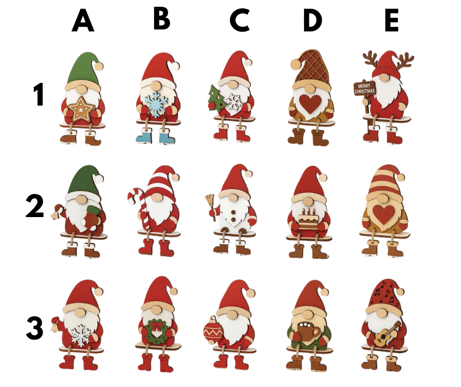 Gnome Christmas Shelf Decor - DIY KIT 4 Pack